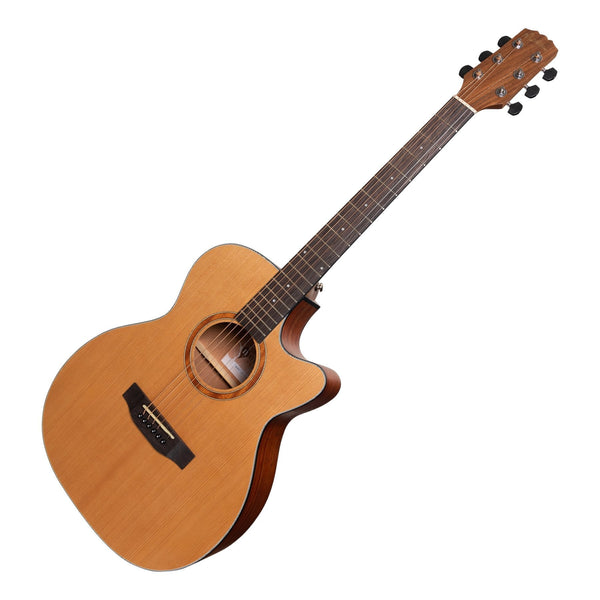 Martinez 'Natural Series' Cedar Top Acoustic-Electric Small Body Cutaway Guitar (Open Pore)