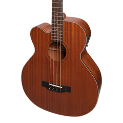 Martinez 'Natural Series' Left Handed Mahogany Top Acoustic-Electric Cutaway Bass Guitar (Open Pore)