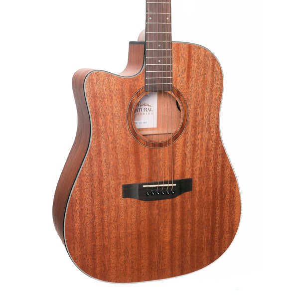 Martinez 'Natural Series' Left Handed Mahogany Top Acoustic-Electric Dreadnought Cutaway Guitar (Open Pore)