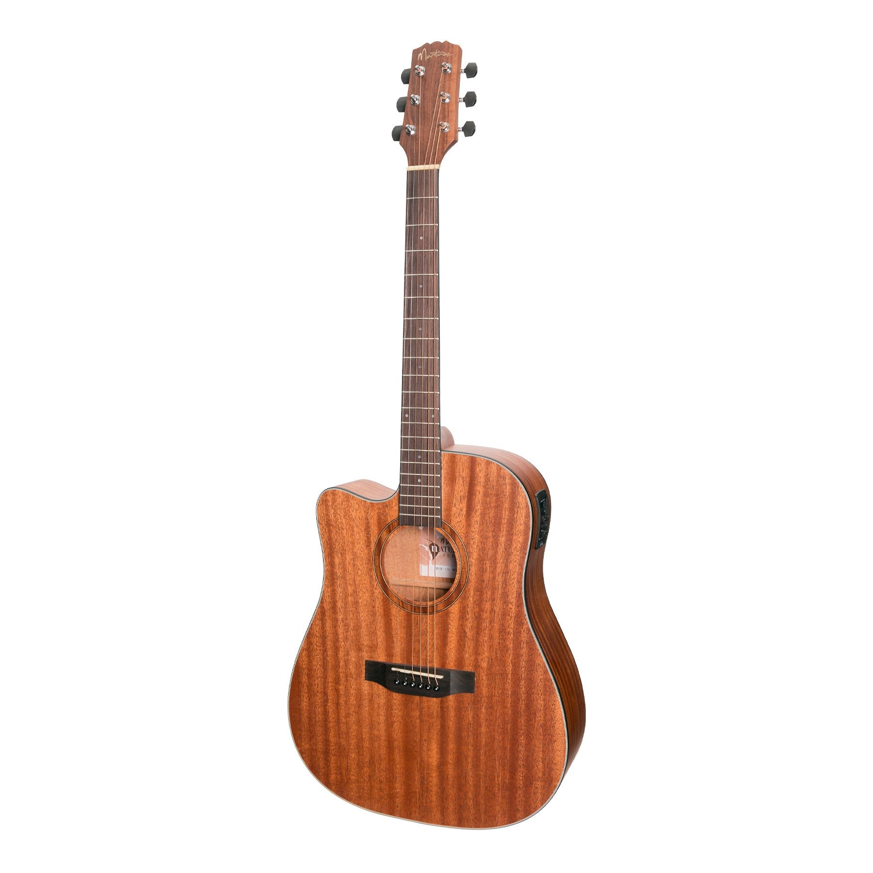 Martinez 'Natural Series' Left Handed Mahogany Top Acoustic-Electric Dreadnought Cutaway Guitar (Open Pore)-MNDC-15L-MOP