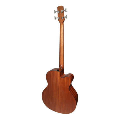 Martinez 'Natural Series' Left Handed Solid Spruce Top Acoustic-Electric Cutaway Bass Guitar (Open Pore)