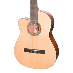 Martinez 'Natural Series' Left Handed Spruce Top Acoustic-Electric Classical Cutaway Guitar (Open Pore)