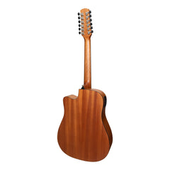 Martinez 'Natural Series' Mahogany Top 12-String Acoustic-Electric Dreadnought Cutaway Guitar (Open Pore)