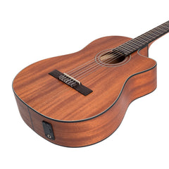 Martinez 'Natural Series' Mahogany Top Acoustic-Electric Classical Cutaway Guitar (Open Pore)