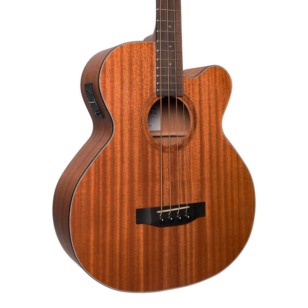 Martinez 'Natural Series' Mahogany Top Acoustic-Electric Cutaway Bass Guitar (Open Pore)