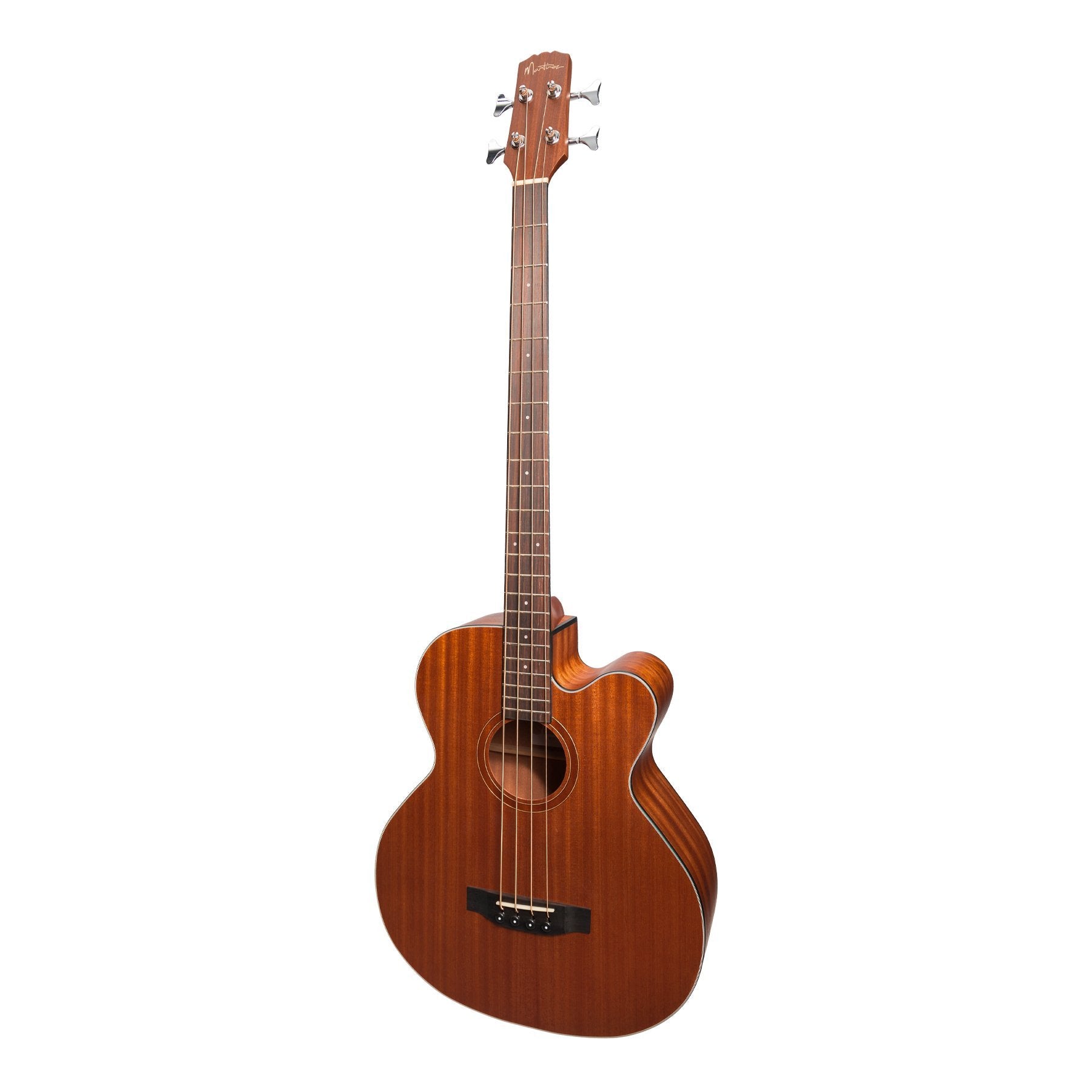 Martinez 'Natural Series' Mahogany Top Acoustic-Electric Cutaway Bass Guitar (Open Pore)-MNBC-15-MOP