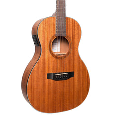 Martinez 'Natural Series' Mahogany Top Acoustic-Electric Parlour Guitar (Open Pore)