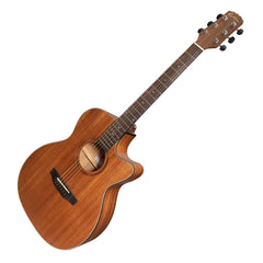 Martinez 'Natural Series' Mahogany Top Acoustic-Electric Small Body Cutaway Guitar (Open Pore)