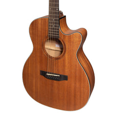 Martinez 'Natural Series' Mahogany Top Acoustic-Electric Small Body Cutaway Guitar (Open Pore)