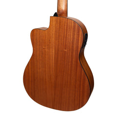 Martinez 'Natural Series' Solid Cedar Top Acoustic-Electric Classical Cutaway Guitar (Open Pore)