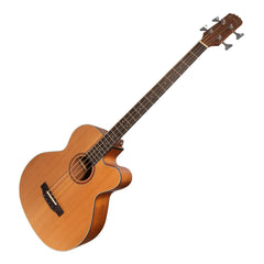 Martinez 'Natural Series' Solid Cedar Top Acoustic-Electric Cutaway Bass Guitar (Open Pore)