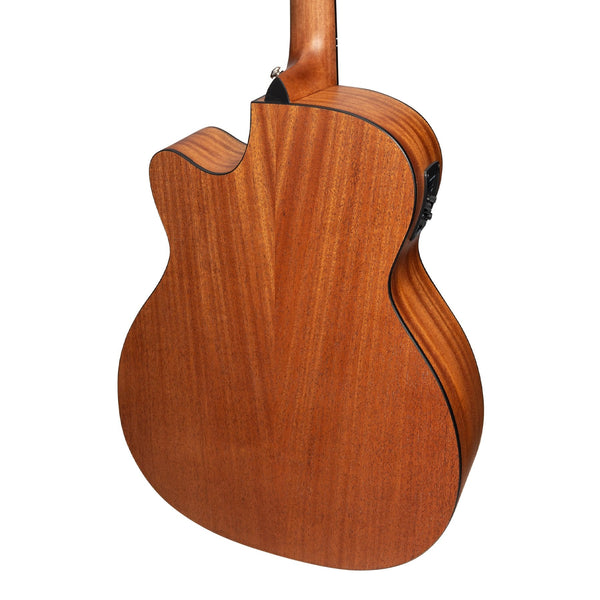 Martinez 'Natural Series' Solid Cedar Top Acoustic-Electric Small Body Cutaway Guitar (Open Pore)