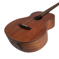 Martinez 'Natural Series' Solid Mahogany Top Acoustic-Electric Bass Guitar (Open Pore)