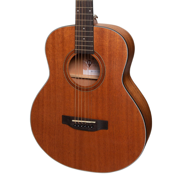 Martinez 'Natural Series' Solid Mahogany Top Acoustic-Electric Mini Short Scale Guitar (Open Pore)