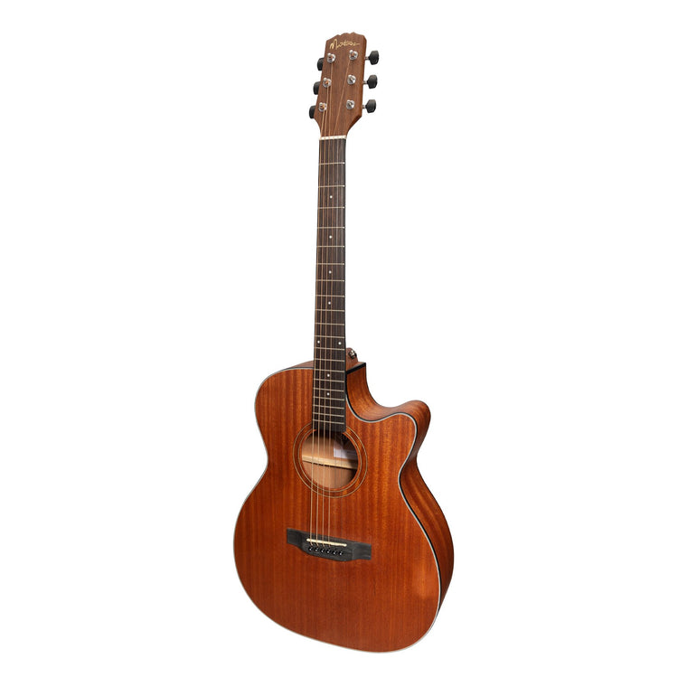 Martinez 'Natural Series' Solid Mahogany Top Acoustic-Electric Small Body Cutaway Guitar (Open Pore)