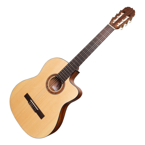 Martinez 'Natural Series' Solid Spruce Top Acoustic-Electric Classical Cutaway Guitar (Open Pore)