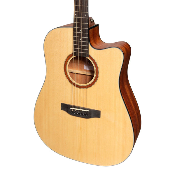 Martinez 'Natural Series' Solid Spruce Top Acoustic-Electric Dreadnought Cutaway Guitar (Open Pore)