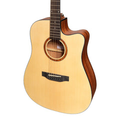 Martinez 'Natural Series' Spruce Top Acoustic-Electric Dreadnought Cutaway Guitar (Open Pore)