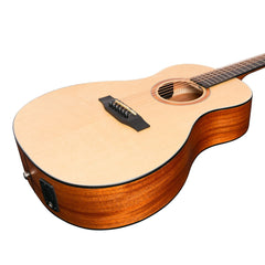 Martinez 'Natural Series' Spruce Top Acoustic-Electric Parlour Guitar (Open Pore)