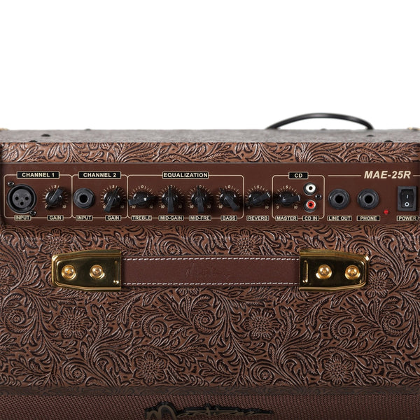 Martinez Retro-Style 25 Watt Acoustic Guitar Amplifier with Reverb (Paisley Brown)