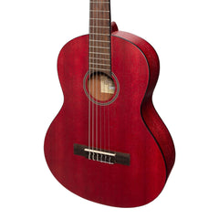 Martinez 'Slim Jim' 3/4 Size Student Classical Guitar Pack with Built In Tuner (Strawberry Pink)