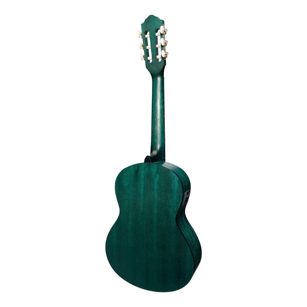 Martinez 'Slim Jim' 3/4 Size Student Classical Guitar Pack with Built In Tuner (Teal Green)