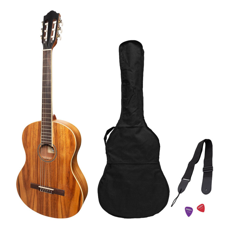 Martinez 'Slim Jim' Full Size Student Classical Guitar Pack with Built In Tuner (Rosewood)