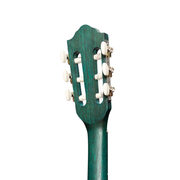 Martinez 'Slim Jim' Full Size Student Classical Guitar Pack with Built In Tuner (Teal Green)