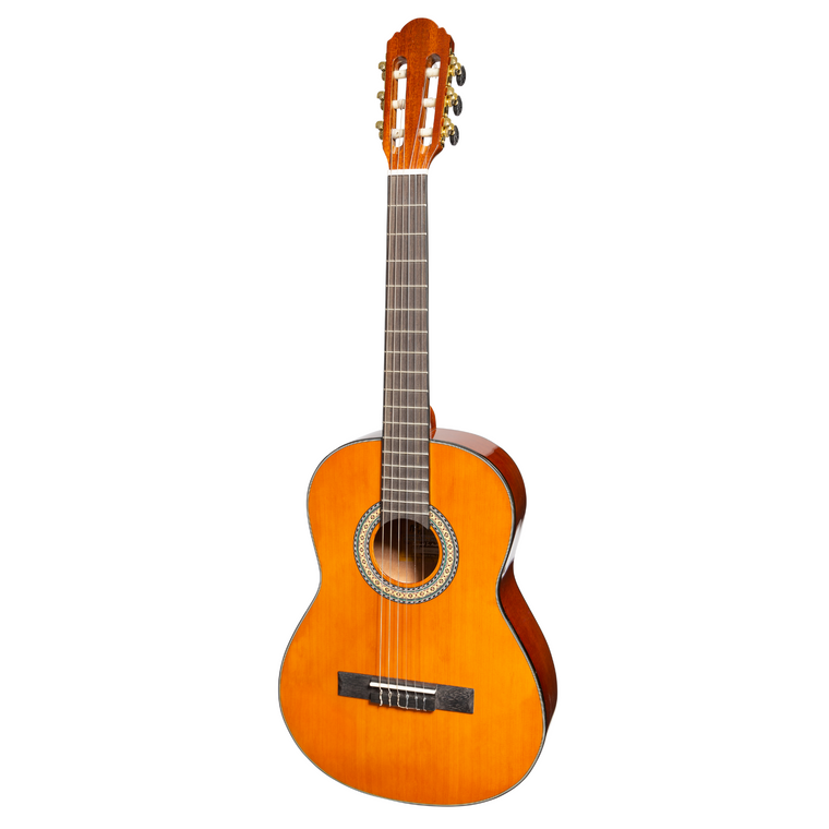 Martinez 'Slim Jim' G-Series 3/4 Size Classical Guitar with Built-in Tuner (Amber-Gloss)