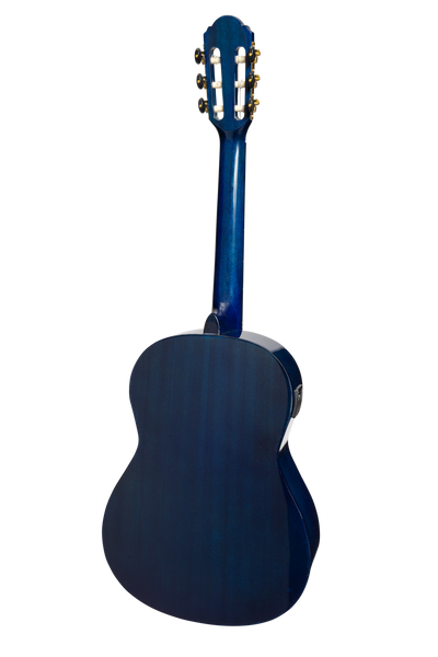 Martinez 'Slim Jim' G-Series 3/4 Size Classical Guitar with Built-in Tuner (Blue-Gloss)