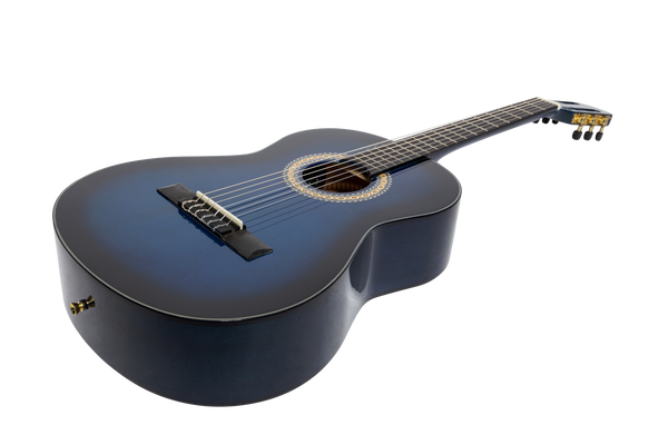 Martinez 'Slim Jim' G-Series 3/4 Size Classical Guitar with Built-in Tuner (Blue-Gloss)