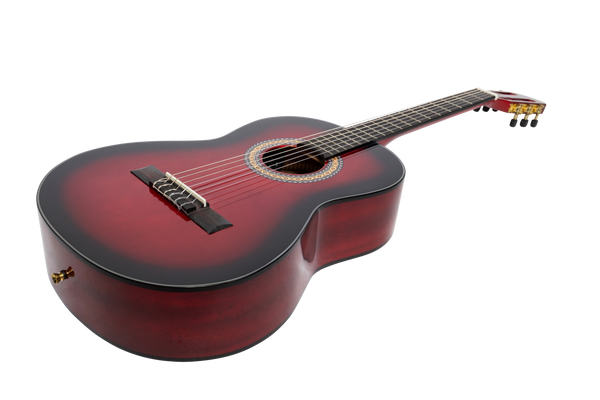 Martinez 'Slim Jim' G-Series 3/4 Size Classical Guitar with Built-in Tuner (Trans Wine Red-Gloss)