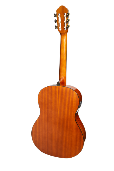 Martinez 'Slim Jim' G-Series Full Size Classical Guitar with Built-in Tuner (Amber-Gloss)