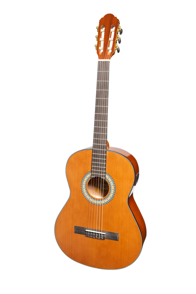 Martinez 'Slim Jim' G-Series Left Handed Full Size Student Classical Guitar Pack with Built In Tuner (Natural-Gloss)