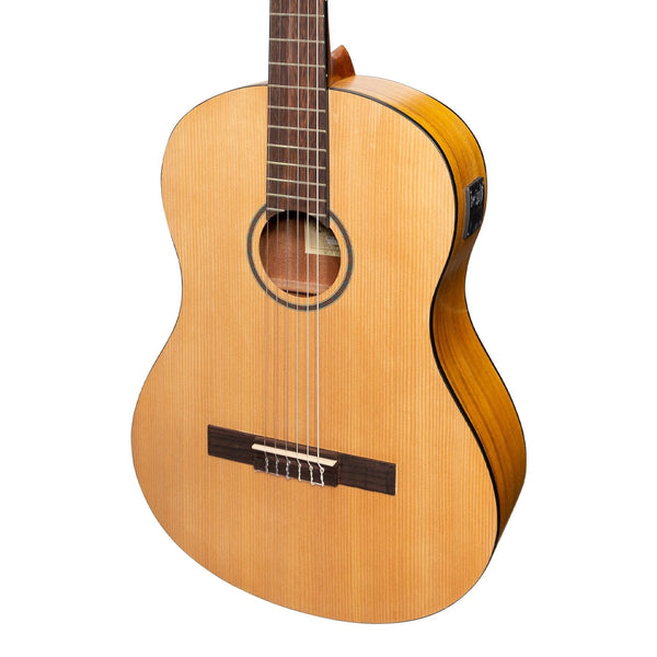 Martinez 'Slim Jim' Left Handed Full Size Student Classical Guitar Pack with Built In Tuner (Spruce/Koa)