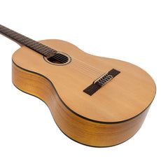 Martinez 'Slim Jim' Left Handed Full Size Student Classical Guitar Pack with Built In Tuner (Spruce/Koa)