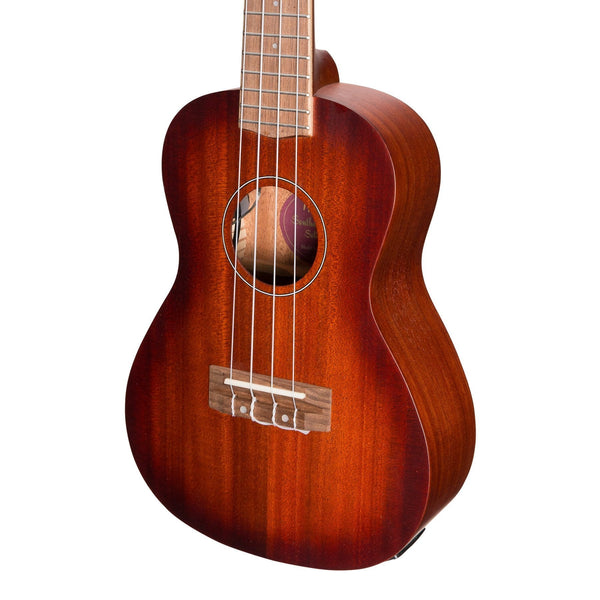 Martinez 'Southern Belle 6 Series' Mahogany Solid Top Electric Concert Ukulele with Hard Case (Sunburst)