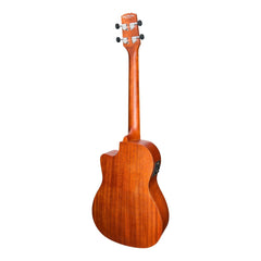 Martinez 'Southern Belle 6 Series' Mahogany Solid Top Electric Cutaway Baritone Ukulele with Hard Case (Sunburst)