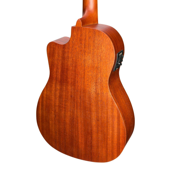 Martinez 'Southern Belle 6 Series' Mahogany Solid Top Electric Cutaway Baritone Ukulele with Hard Case (Sunburst)