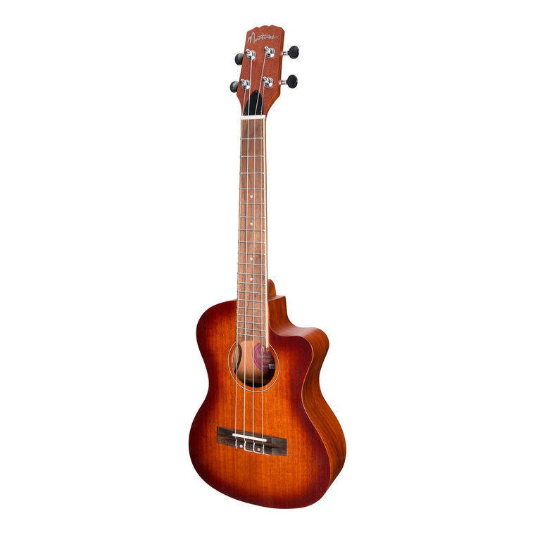 Martinez 'Southern Belle 6 Series' Mahogany Solid Top Electric Cutaway Tenor Ukulele with Hard Case (Sunburst)