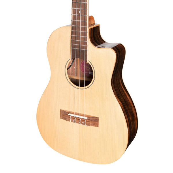 Martinez 'Southern Belle 7 Series' Spruce Solid Top Electric Cutaway Baritone Ukulele with Hard Case (Natural Gloss)