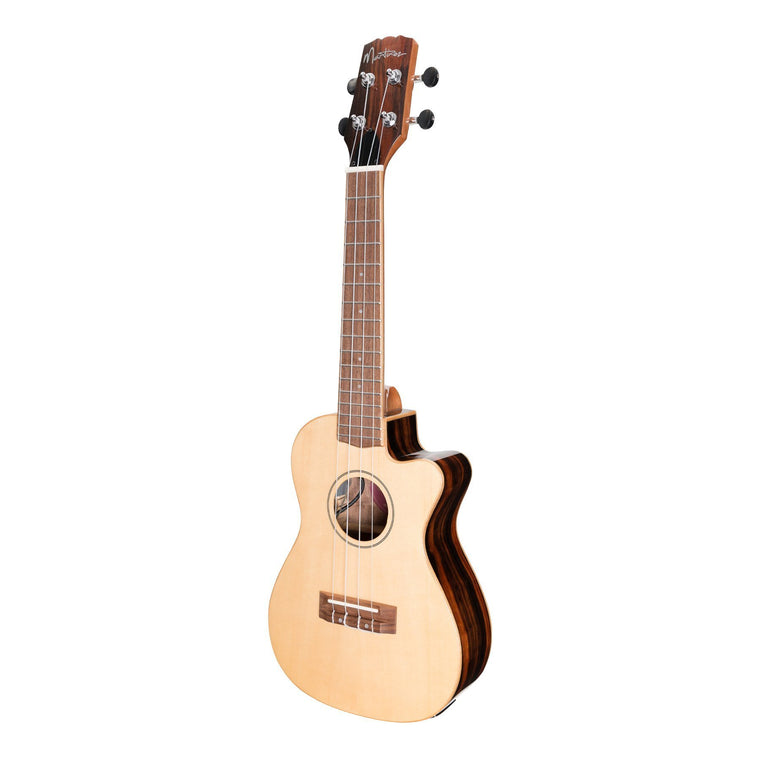 Martinez 'Southern Belle 7 Series' Spruce Solid Top Electric Cutaway Concert Ukulele with Hard Case (Natural Gloss)