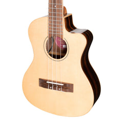 Martinez 'Southern Belle 7 Series' Spruce Solid Top Electric Cutaway Tenor Ukulele with Hard Case (Natural Gloss)