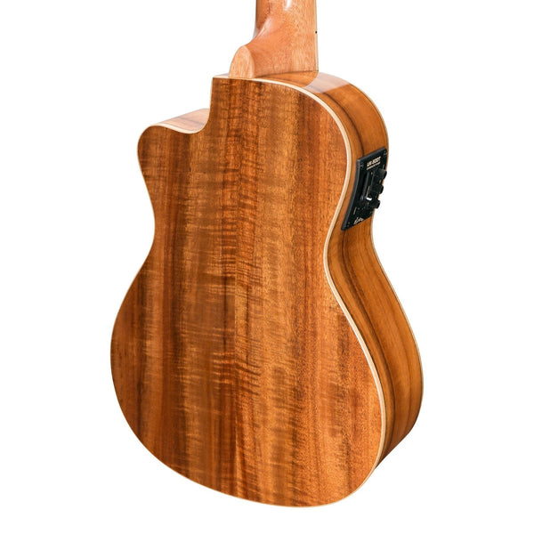 Martinez 'Southern Belle 8 Series' Koa Solid Top Electric Cutaway Concert Ukulele with Hard Case (Natural Gloss)