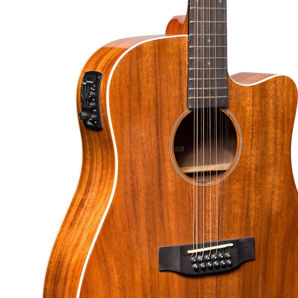 Martinez 'Southern Star Series' Koa Solid Top 12-String Acoustic-Electric Dreadnought Cutaway Guitar (Natural Gloss)