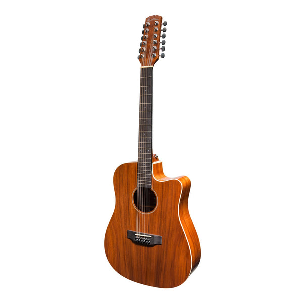 Martinez 'Southern Star Series' Koa Solid Top 12-String Acoustic-Electric Dreadnought Cutaway Guitar (Natural Gloss)-MPC-812C-NGL