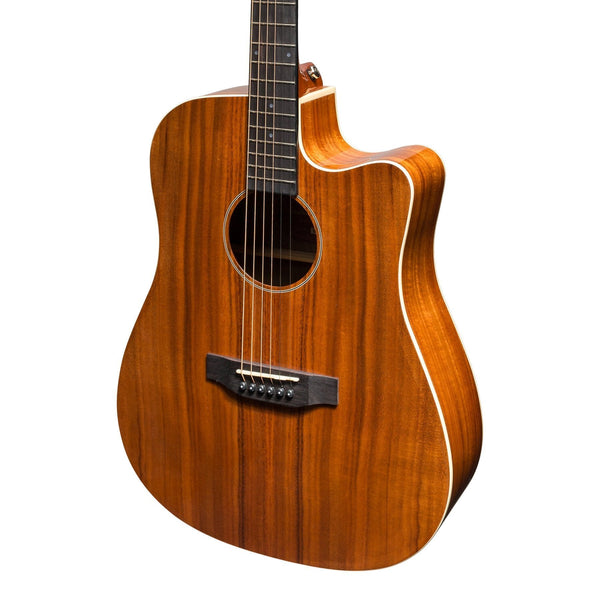 Martinez 'Southern Star Series' Koa Solid Top Acoustic-Electric Dreadnought Cutaway Guitar (Natural Gloss)