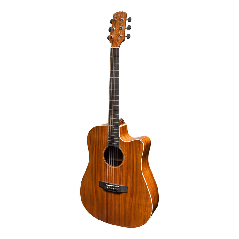 Martinez 'Southern Star Series' Koa Solid Top Acoustic-Electric Dreadnought Cutaway Guitar (Natural Gloss)