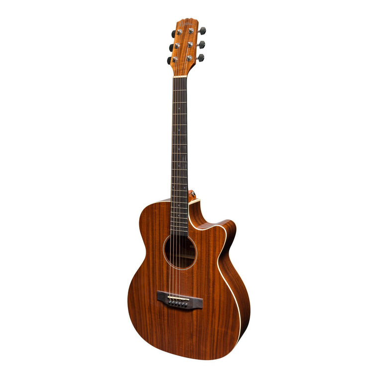 Martinez 'Southern Star Series' Koa Solid Top Acoustic-Electric Small Body Cutaway Guitar (Natural Gloss)