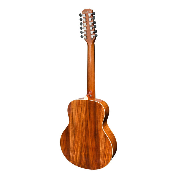 Martinez 'Southern Star Series' Koa Solid Top Left Handed 12-String Acoustic-Electric TS-Mini Guitar (Natural Gloss)